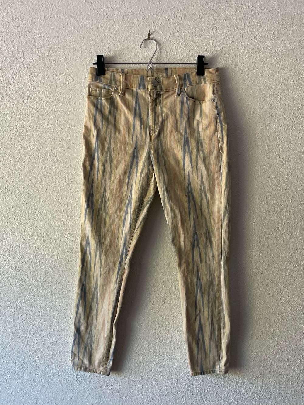 LOFT Modern Skinny Ankle Jeans 27/4 Ikat Stripe Multicolor Stretch Pants